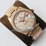 EW Copy Rose Gold Rolex Day-Date Diamond Bezel Watch 40MM